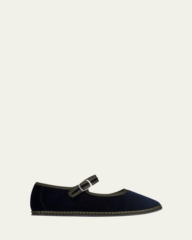 Velvet Mary Jane Ballerina Flats